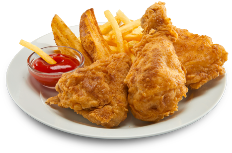 Fried Chicken And Fries Png (500x361), Png Download