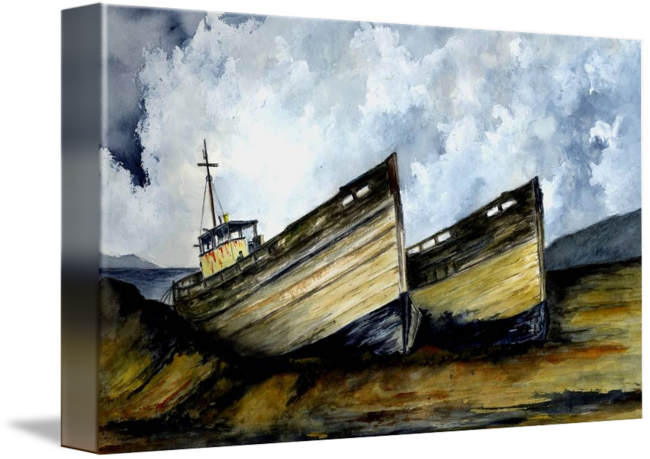 Two Old Boats By Michael Vigliotti - Drawing (650x459), Png Download