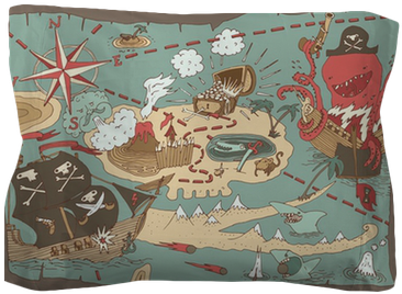 Island Treasure Map , Vector Illustration Pillow Sham - Treasure Map Pirate (400x400), Png Download