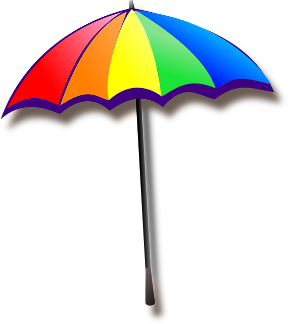 Rainbow Umbrella Clip Art - Rainbow Umbrella Clipart (534x598), Png Download