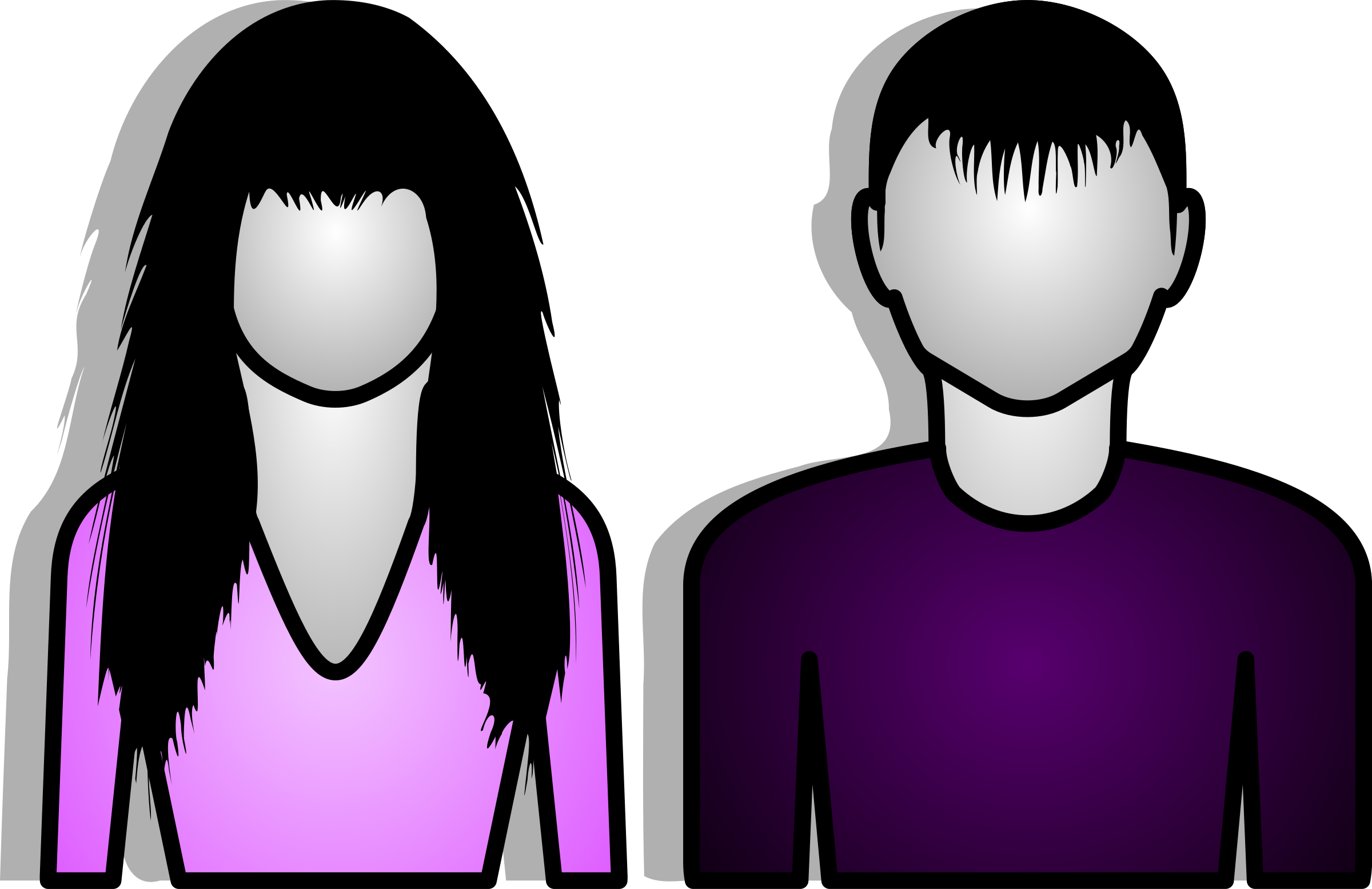 Male And Female Abstract Icons Png - Clip Art Male And Female (2400x1555), Png Download