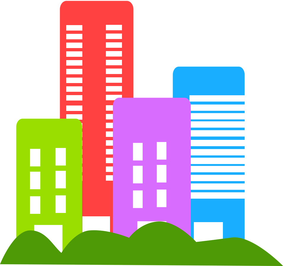 City Building Clipart Colored Png - Building Clipart (958x897), Png Download