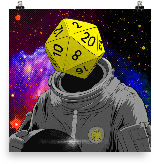 "d20 Astronaut" Poster - Poster (1000x1000), Png Download
