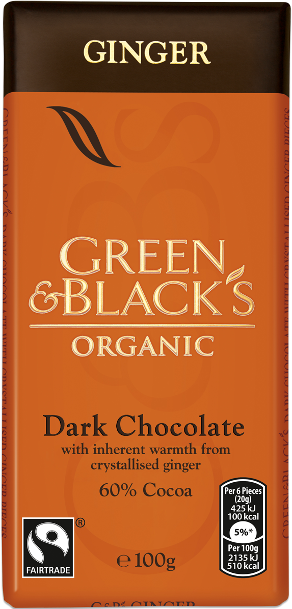 G&b's Ginger 100g Bar - Green And Blacks Ginger (1200x1200), Png Download