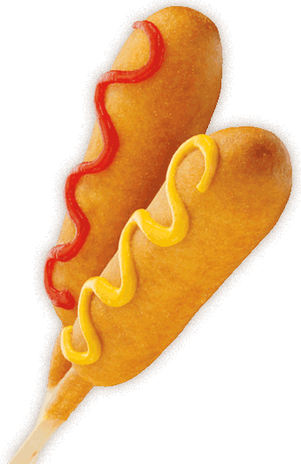 Here Is A Surprise Corn Dog I Bought You Because You - Corn Dog With Ketchup (340x525), Png Download
