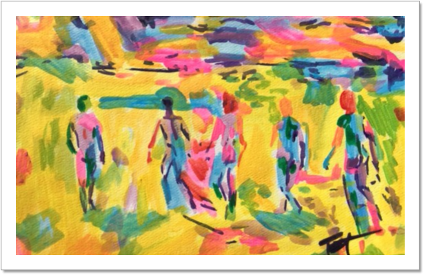 The Long Walk Home Painting Landscape Men Boys Nude - Painting (650x433), Png Download