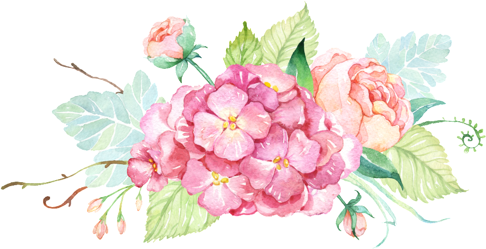 Plants Stitching Bouquet Transparent About Red,rose,green - Watercolor Flower Paint Png (1024x498), Png Download