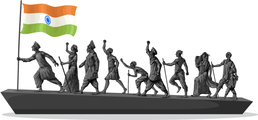 Freedom Fighters Of India - Freedom Struggle (830x387), Png Download