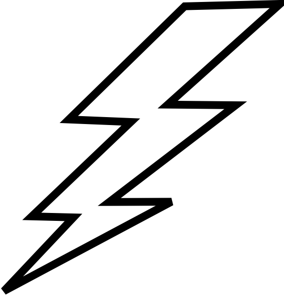Thunderbolt Lightning Png - Black And White Thunderbolt (576x597), Png Download