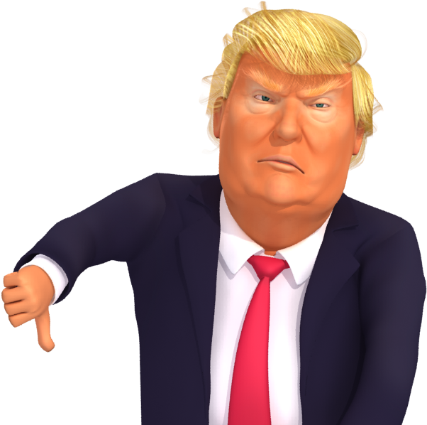#trumpstickers Thumb Up Thumb Down Trump 3d Caricature - Thumb Signal (618x618), Png Download
