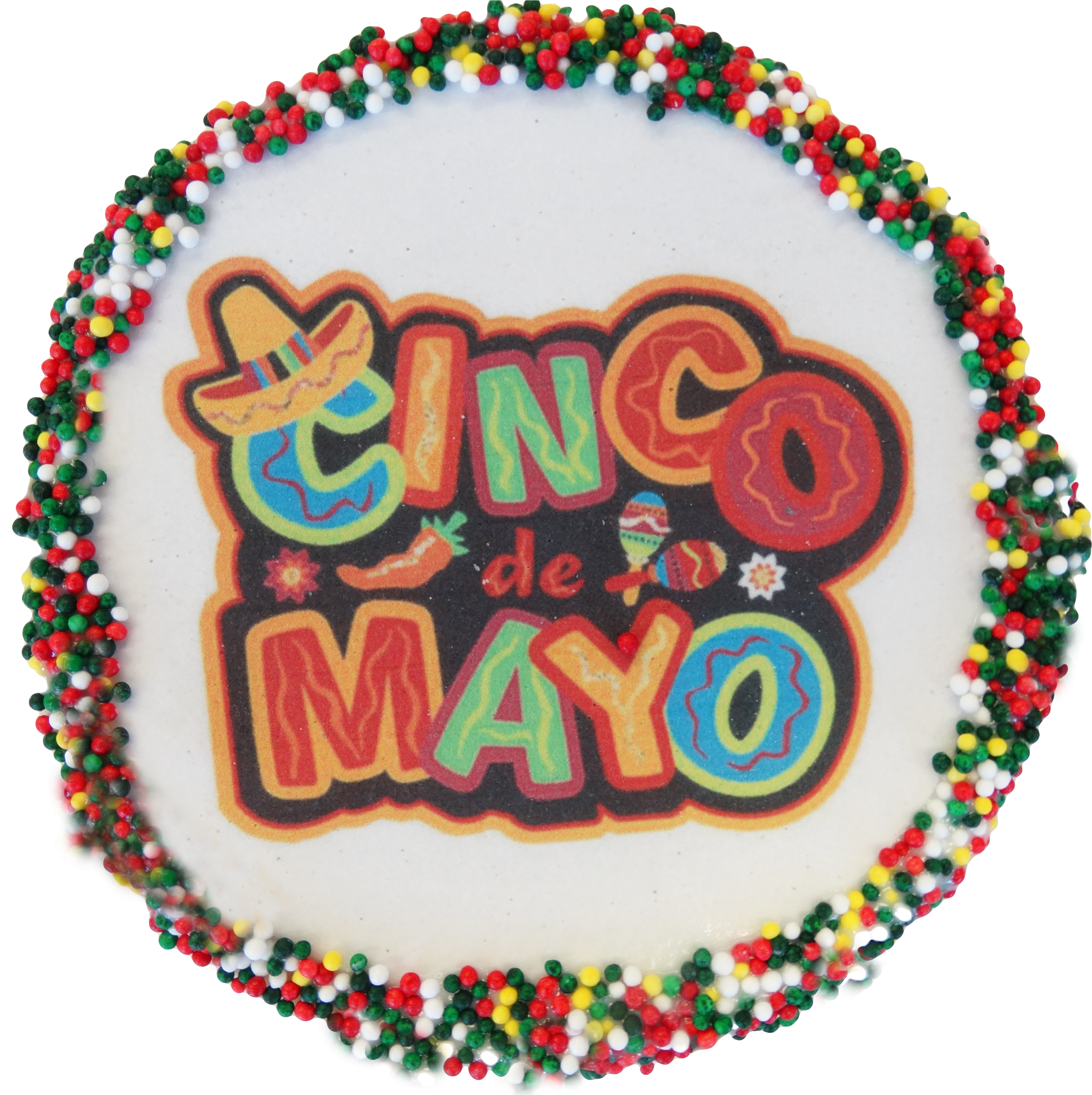 Cinco De Mayo Sugar Cookies With Sprinkles - Cinco De Mayo Cookie Cake (3150x3150), Png Download