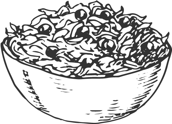 Salad Picture Drawing - Salad Bowl Line Drawing (600x600), Png Download