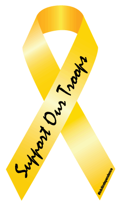 Support Our Troops Gold Ribbon Decal - Hiv/aids (600x600), Png Download