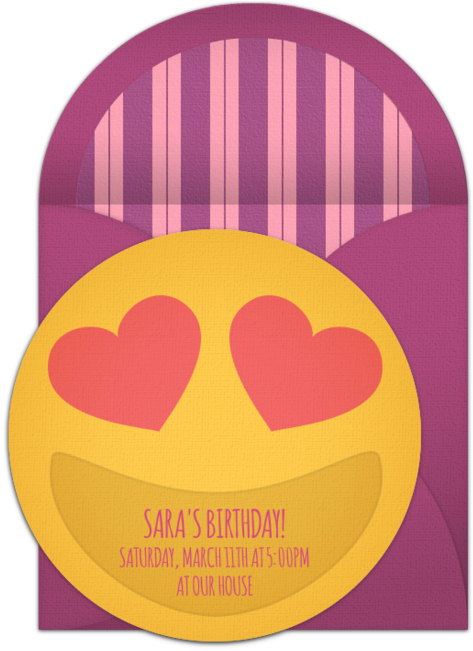 Heart Eyes Smiley Online Invitation - Birthday (650x650), Png Download