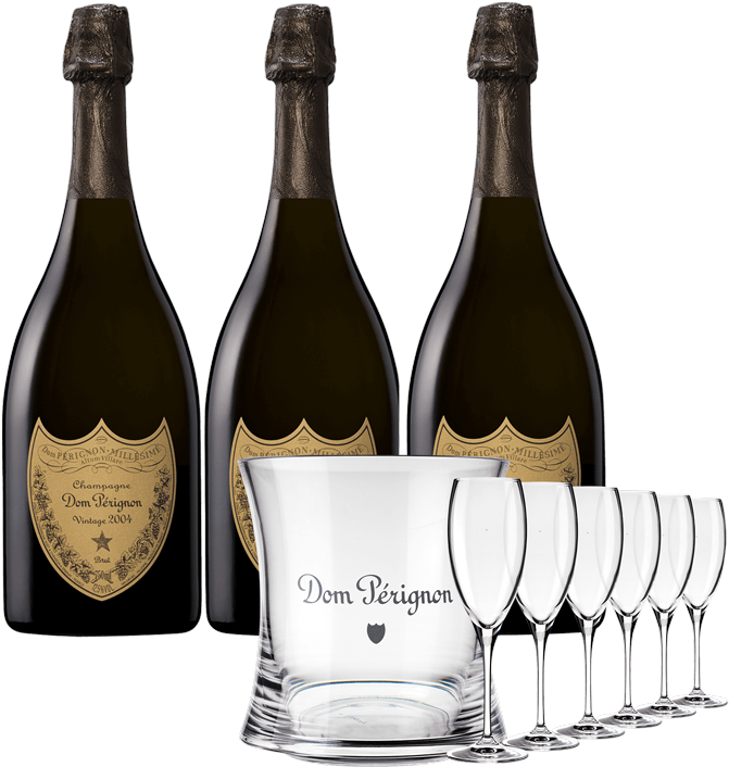 Dom Pérignon 2009 X 3 With Ice Bucket And 6 Flutes - Dom Perignon 2005 75cl (900x900), Png Download
