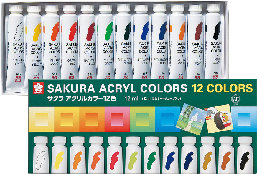 Acrylic Colors - 12 Acrylic Color Tubes (890x700), Png Download