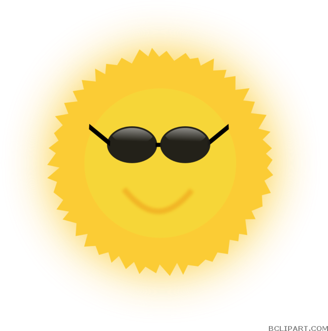 Smiling Sun With Sunglasses Clipart - Smiley (696x700), Png Download