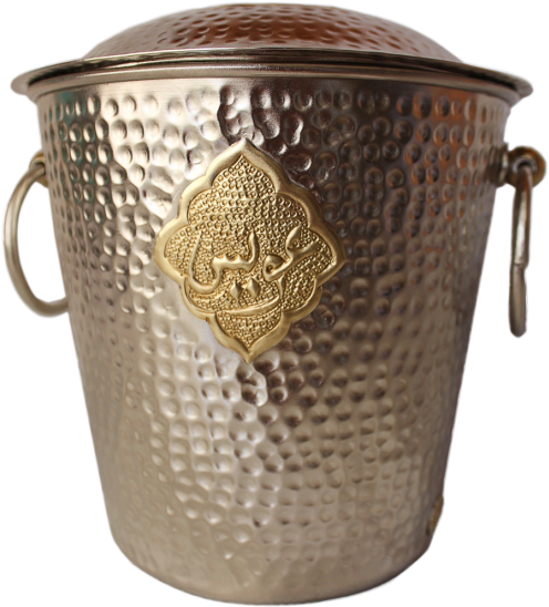 Hammered Ice Bucket With Cover And One Name Badge - Bucket (900x600), Png Download