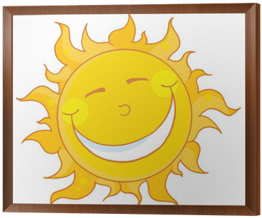Smiling Sun Mascot Cartoon Character Framed Canvas - Sun And Ice Cream Cartoon (400x400), Png Download