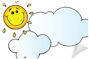 Smiling Sun Behind Cloud Cartoon Character Wall Mural - Cartoon (400x400), Png Download