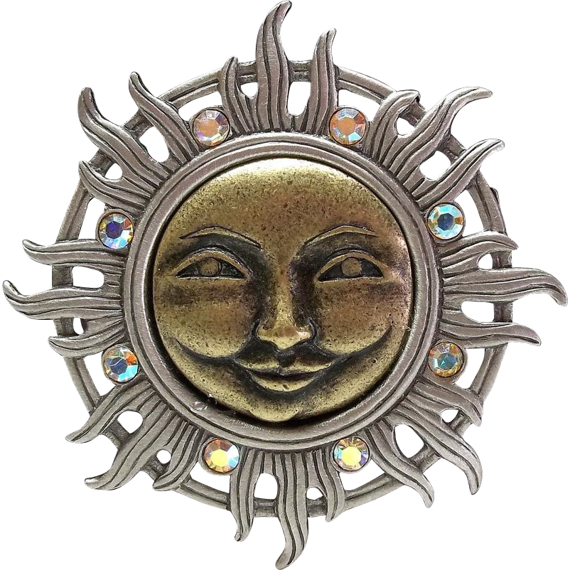Happy Smiling Sun Jj Pin Pewter With Antiqued Gold - Emblem (802x802), Png Download