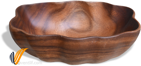 Oblong Leaf Design Salad Bowl Wood Carving - Godinger Salad Bowl (500x331), Png Download