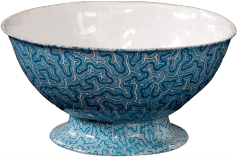 Blue Coral Salad Bowl, White Interior - Ceramic (500x500), Png Download