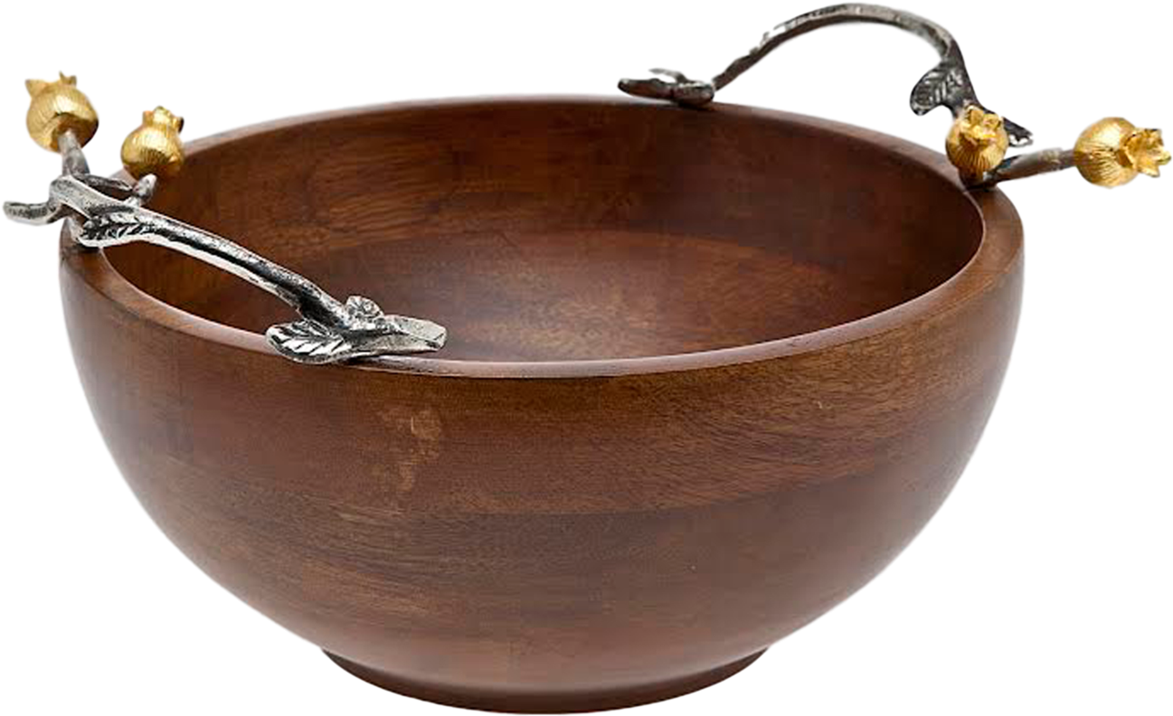 Godinger 72304 Golden Blossom Wood Salad Bowl (1400x1101), Png Download