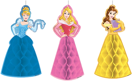 Disney Princess Honeycomb Hanging Decorations - Disney Princess Honeycomb Decorations (3 Count) (480x346), Png Download