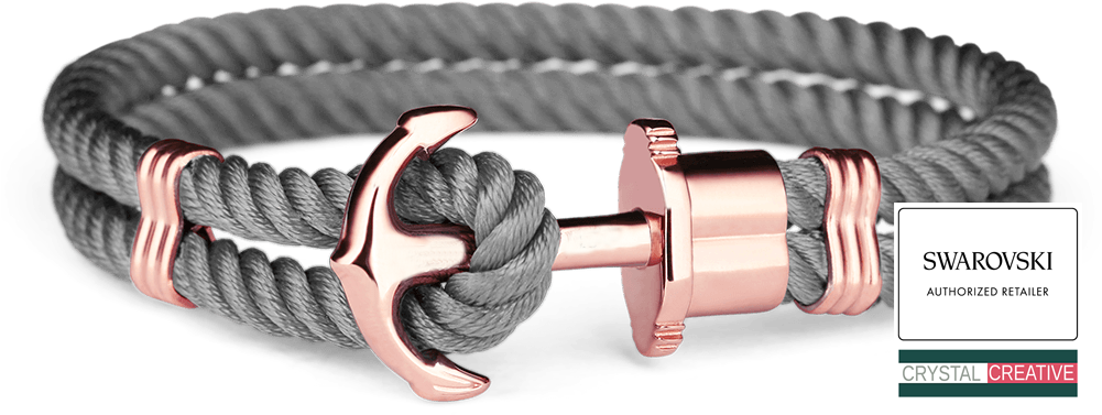 Diy Stainless Steel Rose Gold Anchor Bracelet Grey - Paul Hewitt Phrep Rose Gold Anchor Grey Nylon Jewellery (1000x1000), Png Download