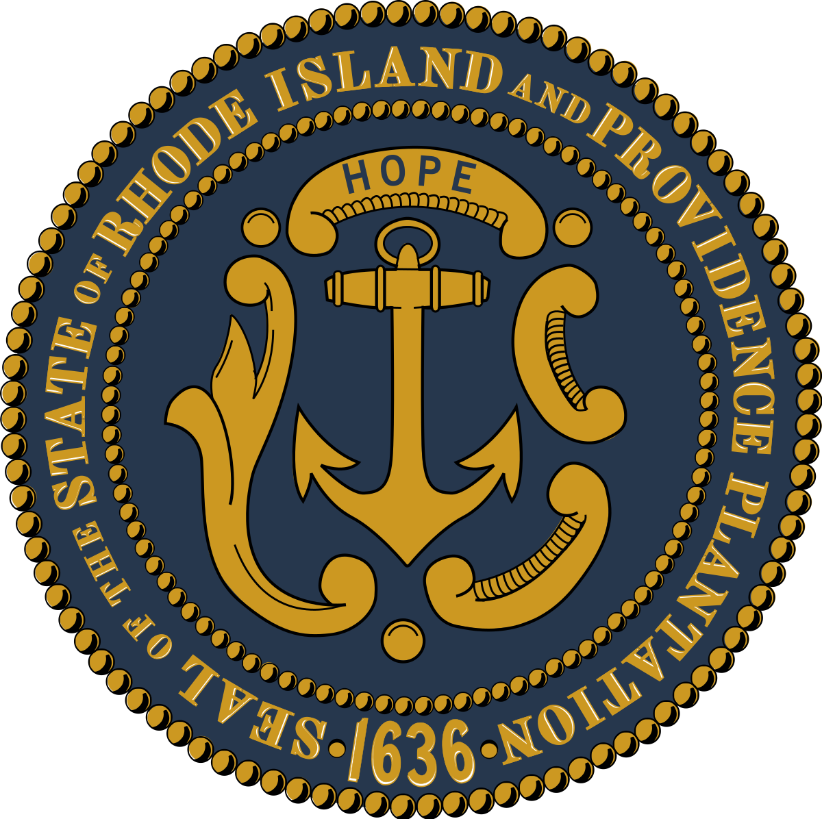 Rhode Island Colony Seal (1200x1196), Png Download