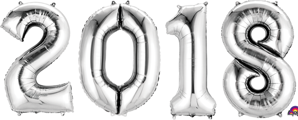 2018 Silver Balloon Bunch - Number Shaped Balloons 18 (600x243), Png Download