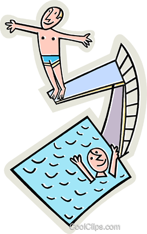 Swimming Pool With Diving Board Royalty Free Vector - Diving Board Clip Art Transparent (302x480), Png Download