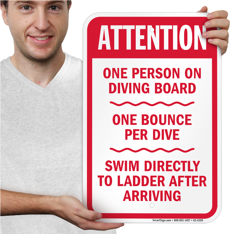 Attention One Person On Diving Board Signs - Attention Sign Board (800x800), Png Download