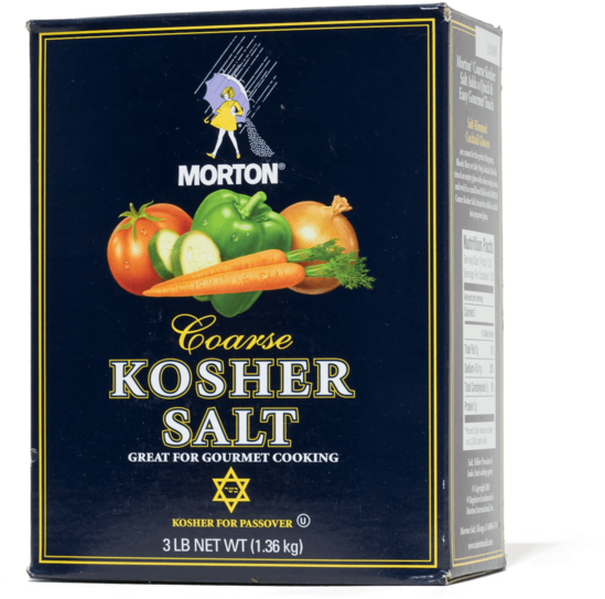 The Two Leading Brands Of Kosher Salt, Diamond Crystal - Morton Coarse Kosher Salt 3 Lb (580x580), Png Download