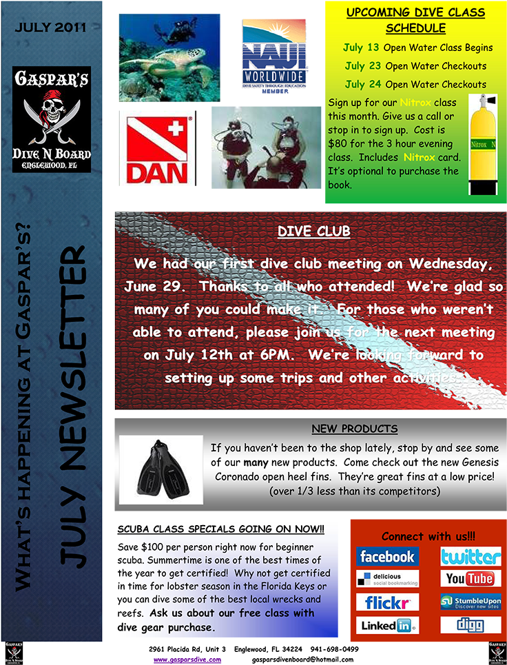Dive Shop Newsletter For July - National Association Of Underwater Instructors (760x964), Png Download