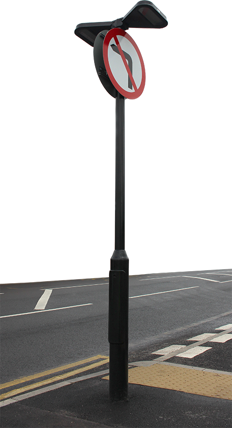 Large Base Post With Delta Led Sign Light - Road Sign Light Uk (466x857), Png Download