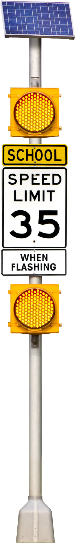 School Zone Speed Limit Beacons On Pole - Speed Limit Sign (900x2700), Png Download