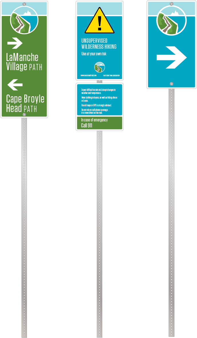 A Range Of Signs Provide Direction, Identification, - Hiking (688x1180), Png Download