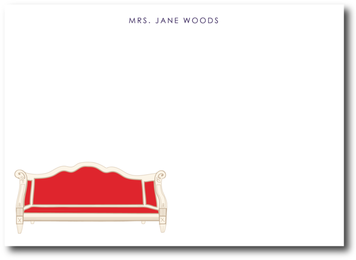 Personalized Notecards Century Gothic / Red Sofa Notecard - Pillow (740x740), Png Download