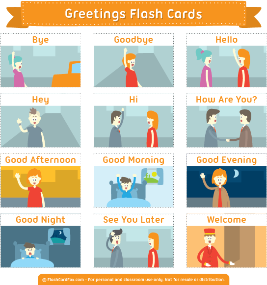 Note Card Maker Printable Free Printable Greetings - Greetings Flashcards In English Pdf (600x589), Png Download