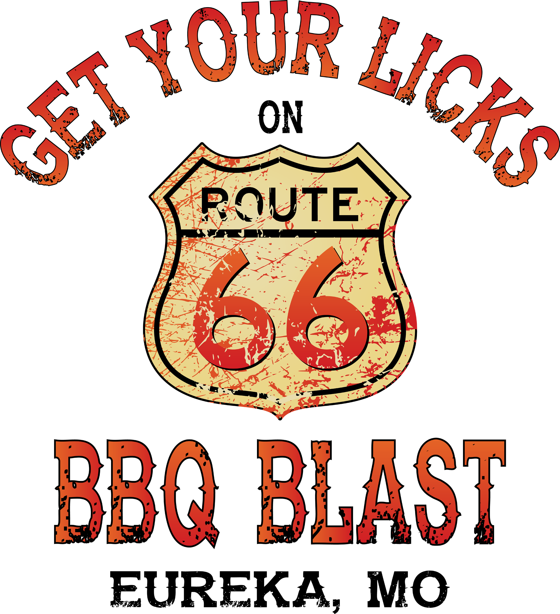 Route 66 Bbq Blast/guns & Hoses Bbq Showdown - Art Print: Old Rusty Route 66 Roadsign, 44x56in. (1800x1972), Png Download