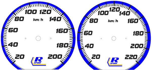 Speedo Faces Are Also Available With 200 Or 220 Km/h - Speedometer Volvo 200 Km H (604x288), Png Download