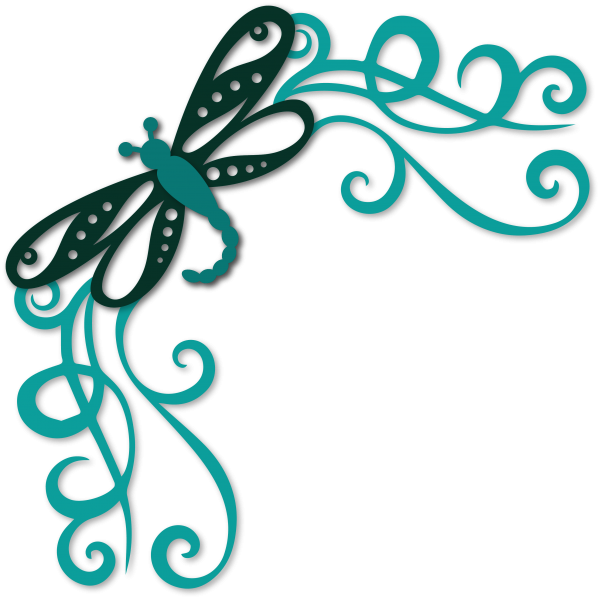 Flourished Dragonfly Corner - Scrapbook Design About Music (601x600), Png Download