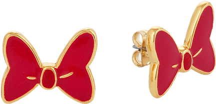 Minnie Mouse Red Enamel Gold Plated Stud Earrings - Minnie Mouse (600x600), Png Download