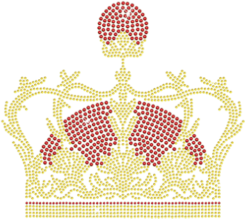 Cstar Motif Gold Crown With Red Ball Of King With Rhinestone - Gold (415x415), Png Download