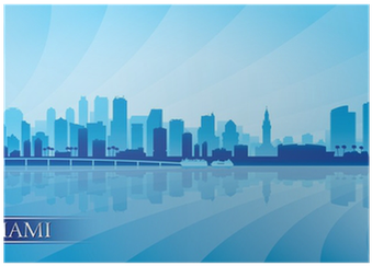 Miami City Skyline Silhouette Background Poster • Pixers® - Silhouette (400x400), Png Download