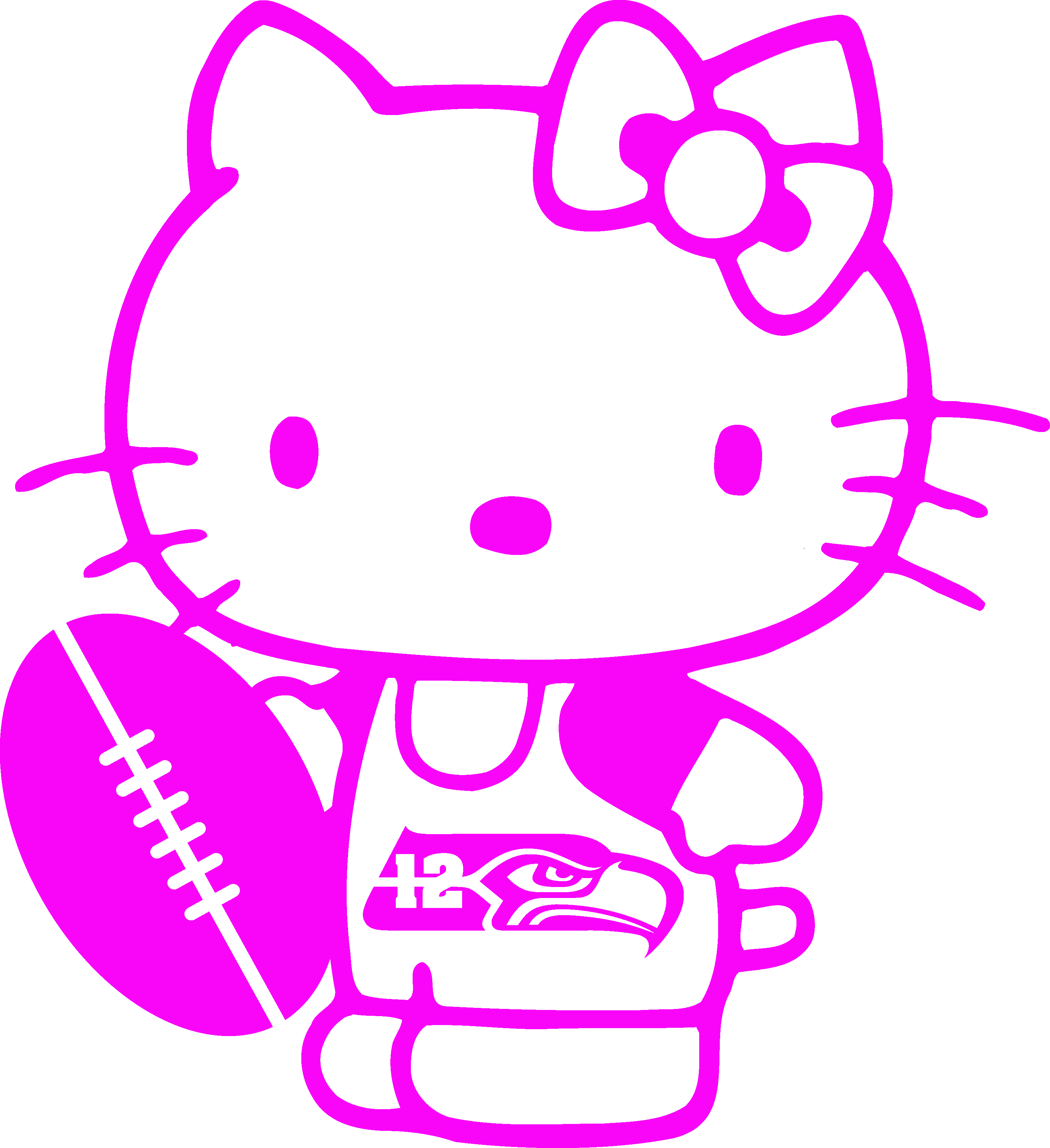 Seahawks Hello Kitty- Pink Only At Idecalsplus Stores - Hello Kitty For Colouring (3056x3343), Png Download