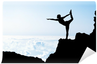 Woman Doing Yoga Sunset Silhouette Wall Mural • Pixers® - Anodea Judith's Chakra Yoga [book] (400x400), Png Download