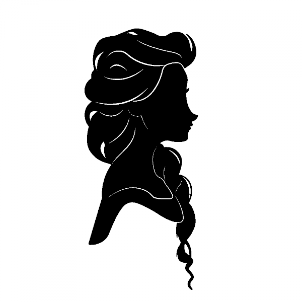 Un Stickers La Reine Des Neiges Silhouette Portrait, - Elsa And Anna Svg (600x600), Png Download